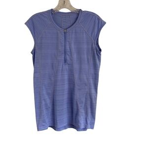 Athleta Womens Blue Heather Pacific Tank 1/4 Zip Sleeveless Shirt Top Size M